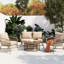 Mobilier de patio avec des vibrations modernes et des housses de coussin, sièges de table de style ovale