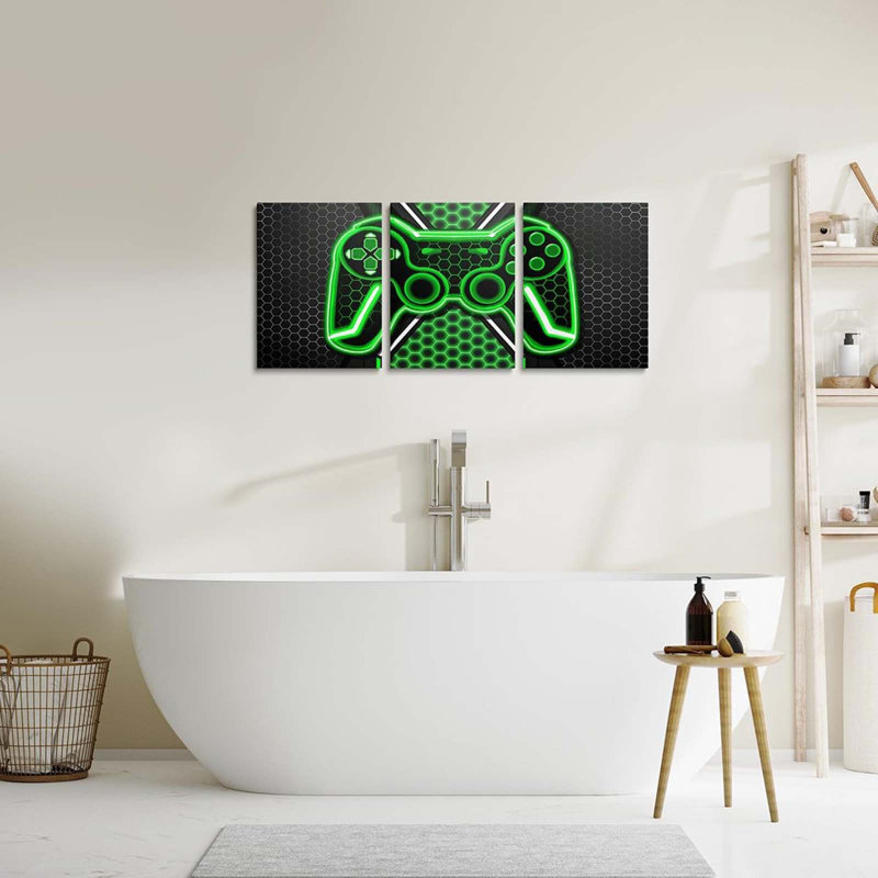 3 Piece Wrapped Canvas Wall Art, Green