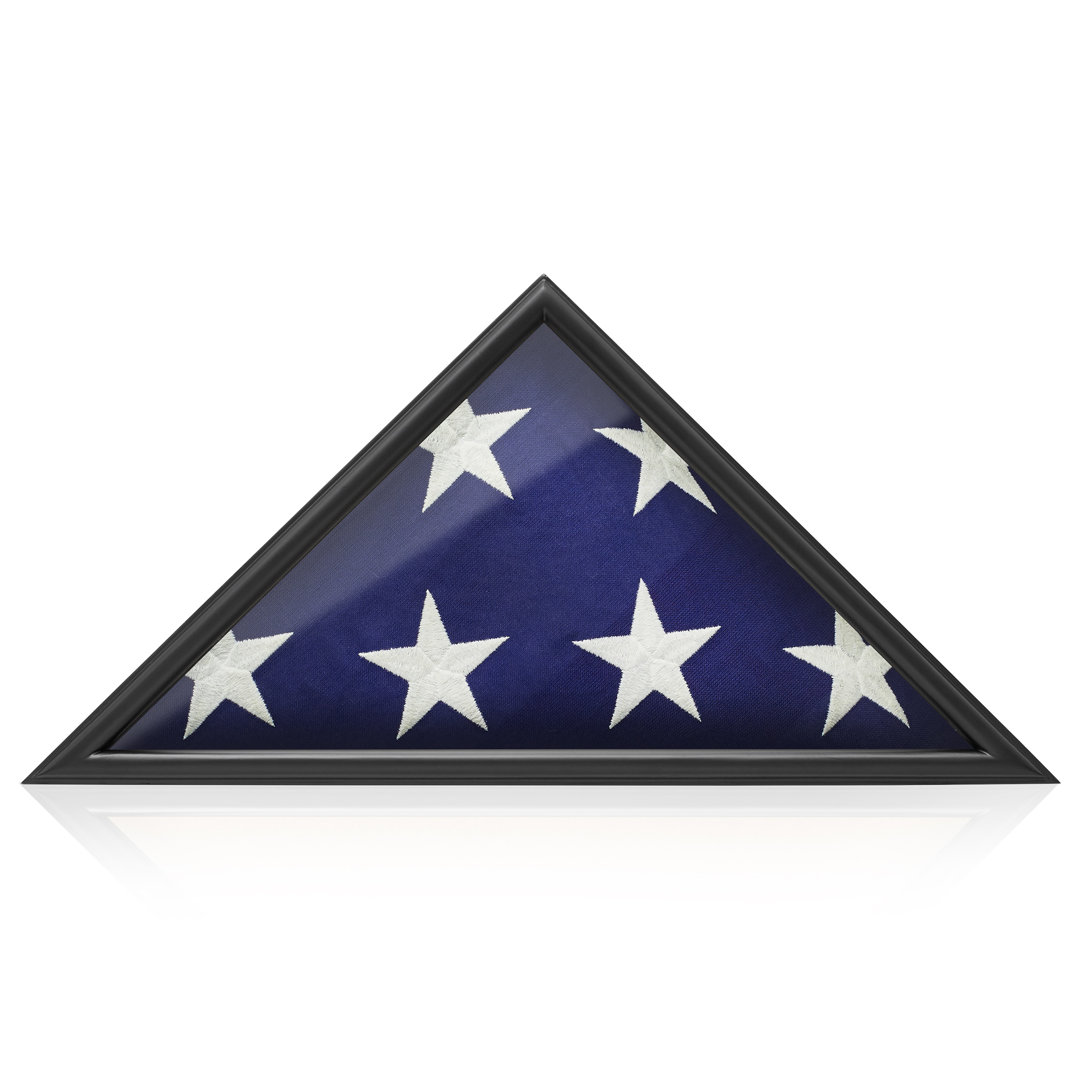 11.75'' H x 23.5'' W Burial Flag Wooden Display Case Reminded