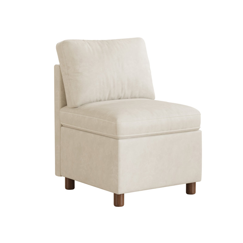 Banquette modulaire pour salle à manger avec rangement, similicuir résistant aux égratignures, 1 Chair, Blanc