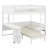 Loft Bed With Extendable Desk And Lights, Wood Loft Bed Frame With Storage Shelves & Padded Foldable Sofa-1358673883