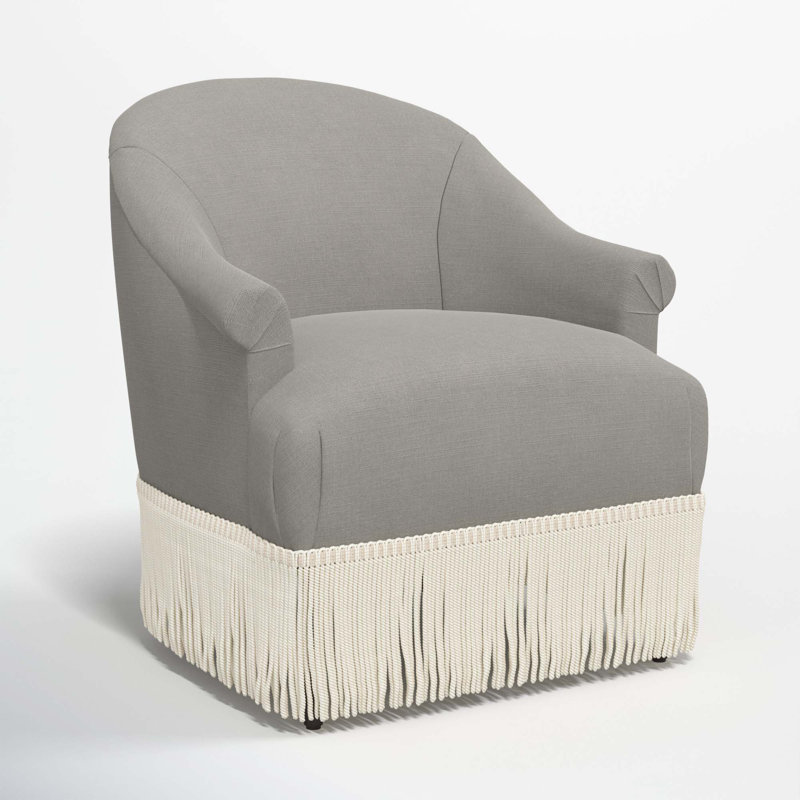 Fauteuil à oreilles Callie, Lin classique gris, Ivoire