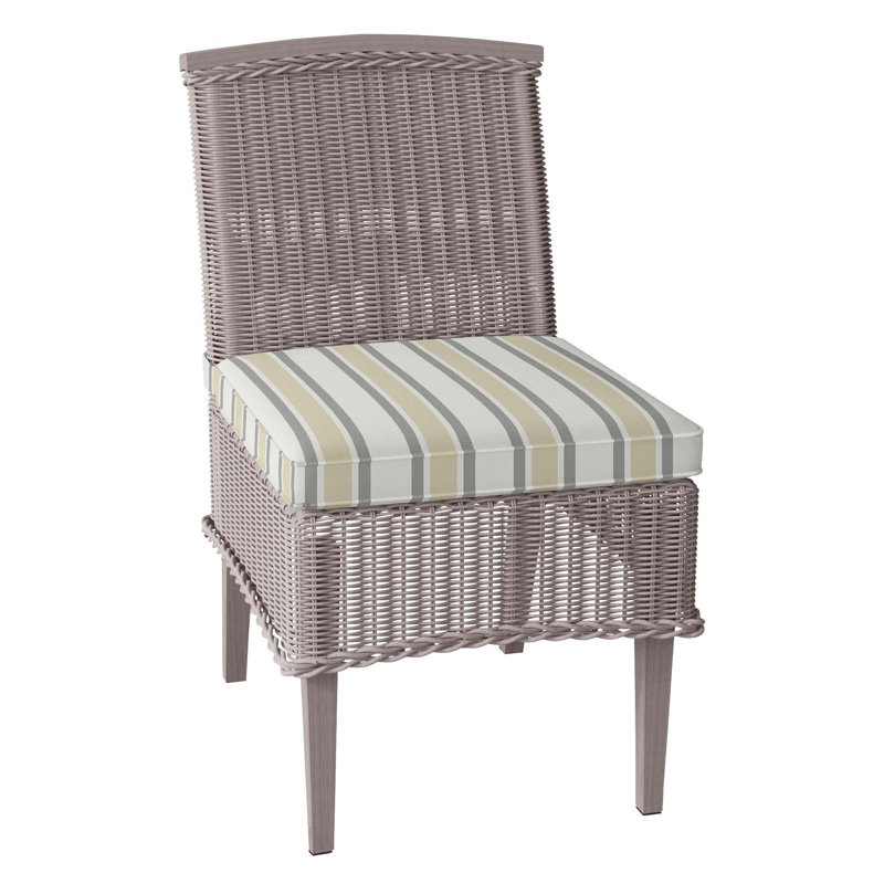 Astoria Patio Dining Side Chair with Cushions, Oyster, Rollo Lace, Welt