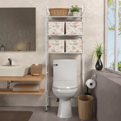 Over-The-Toilet Bathroom Storage Organizer With 3-Tier Shelves, Adjustable Leveling Feet, Durable Steel Frame And Easy Assembly, Freestanding Design For Small Spaces