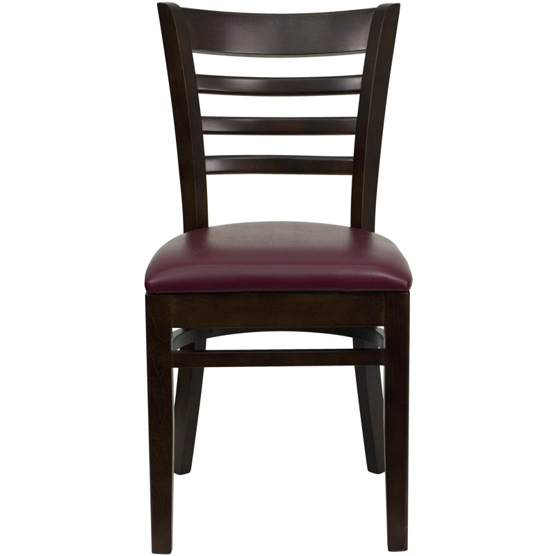 Chaise de restaurant en bois Lyman, Vinyle Bourgogne, Noyer