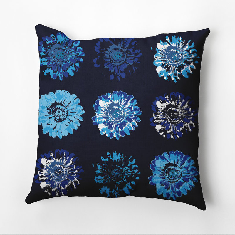Housse et insert de coussin carré imprimé, H 16 po x l 16 po, Bleu marine