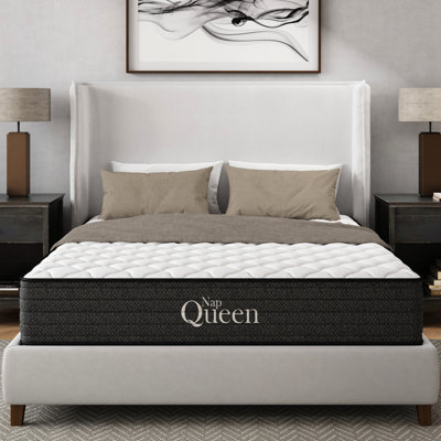 Matelas King en gel rafraîchissant, 25 cm d'épaisseur, - États-Unis, Soulagement, Faible transfert de mouvement, Imperméable, Gris et blanc, Garnissage en mousse à mémoire de forme, Ressorts, Compatible avec sommier articulé, Mousse, Ressorts
