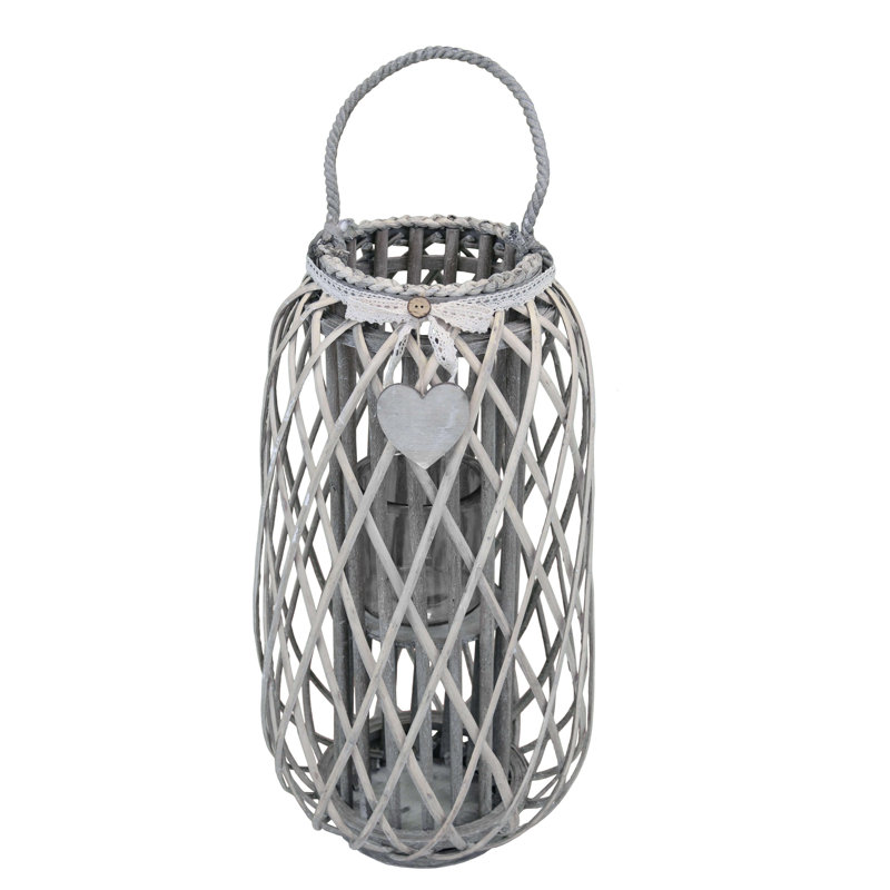 Glass Tabletop Lantern, Grey