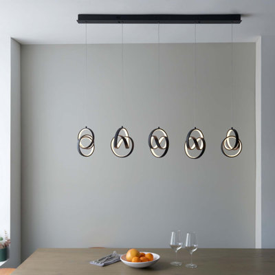 Adaya 5 - Light Textured Black And White Silicone LED Kitchen Island Pendant