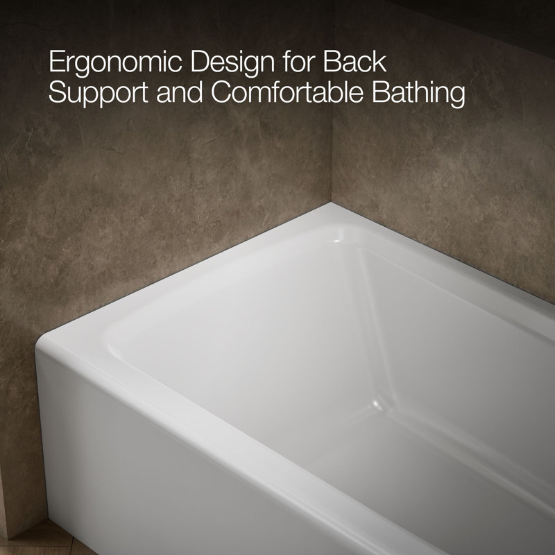 Mendota® 60" x 32" Soaking Bathtub, White, Right