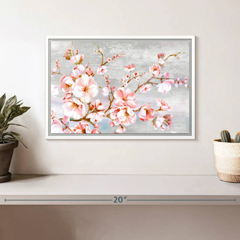 Fleurs de cerisier au printemps, Cadre flottant blanc, 13 po x 9 po