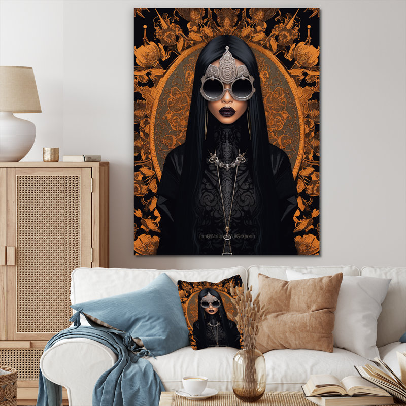 «Gothic Glam Woman with Dark Sun lunettes», reproduction d'art sur toile, H 32 po x l 24 po x P 1 po, Toile tendue