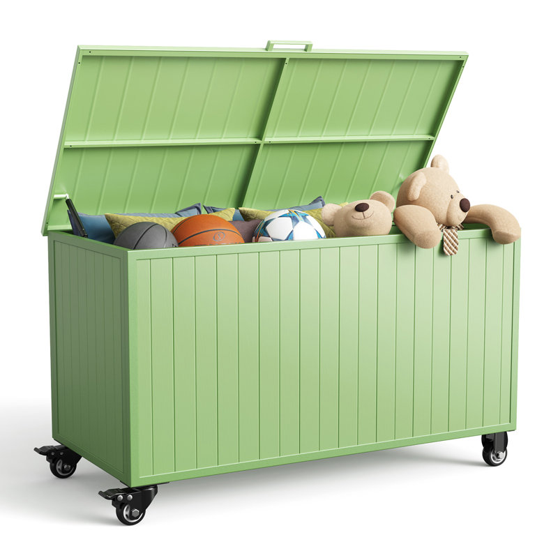 150 Gallon Storage Box All-Weather Outdoor Deck Box with Wheels, Green, 150 Gallon