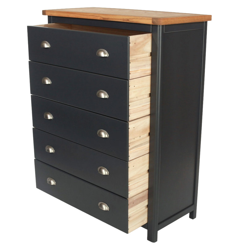 Sarver 5 Drawer Chest Of Drawers, Midnight Blue