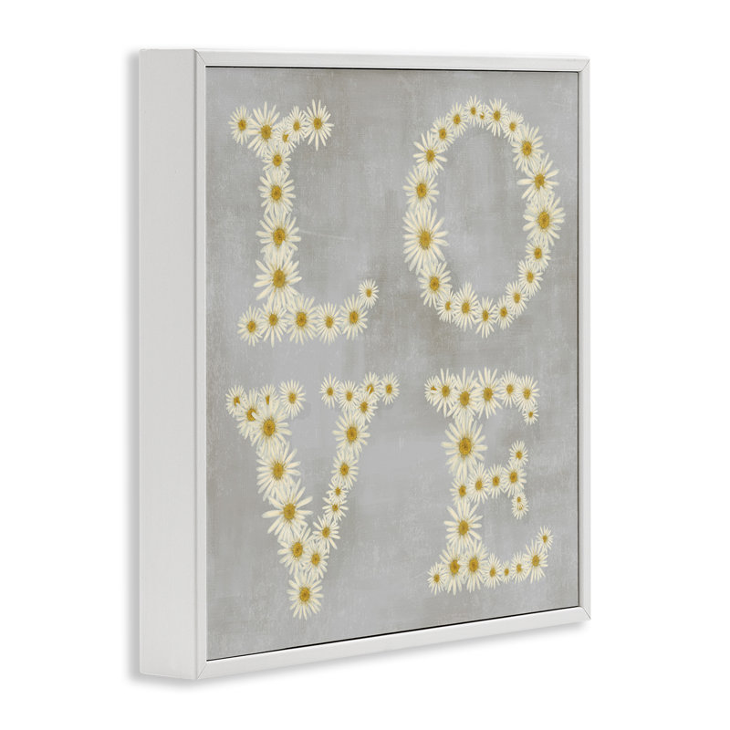 «Love Daisy», estampe numérique encadrée par Daphne Polselli, Giclée encadrée blanc bord de mer, H 17 po x l 17 po