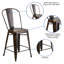 Tabouret de comptoir en métal patiné pour l'intérieur / extérieur de 24 po de hauteur Angelean - noir-651168268-620777400
