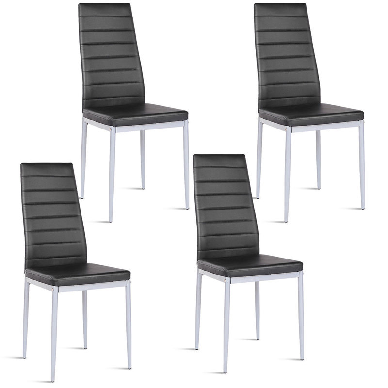 Chaise parsons en simili cuir Kymani, Noir