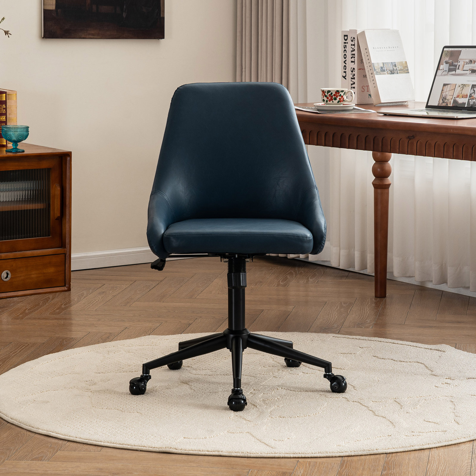 Vanora Office Chair, Navy Faux Leather