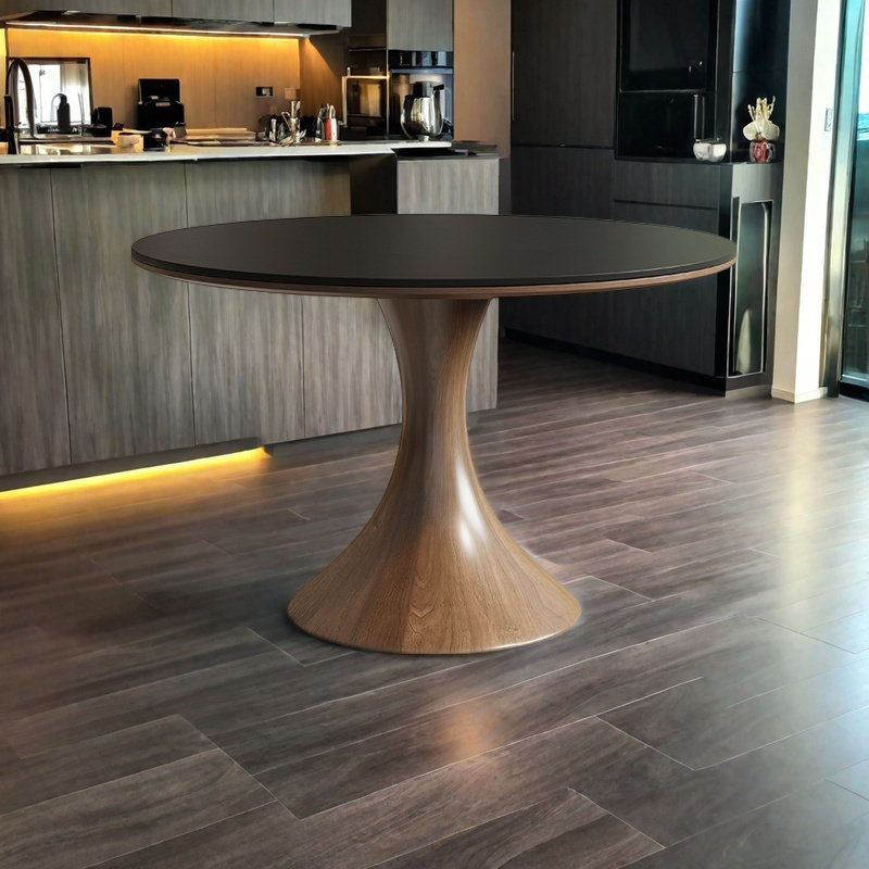 Table de salle à manger durable et épaisse en dalle de granit, H 29,5 po x L 47,2 po x l 47,2 po