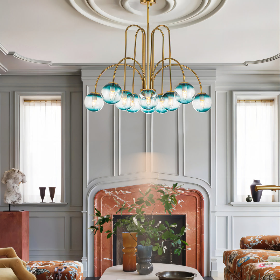 Bradrick 10 - Light Sputnik Glass Bubble Chandelier for Dinning Room Wade Logan® Shade