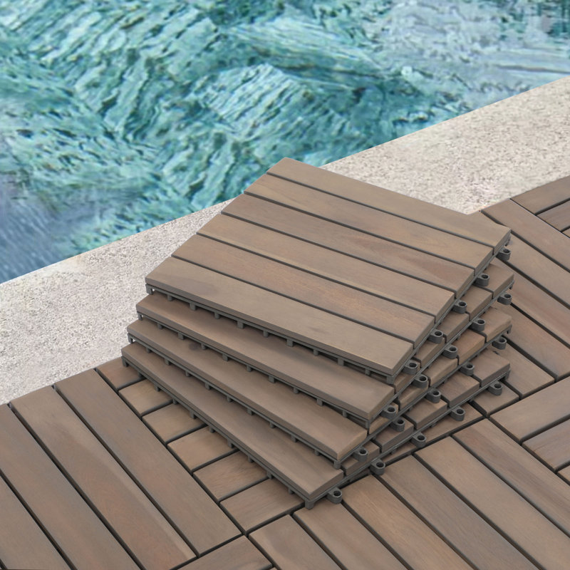 Carreau de terrasse en bois Zariah, Taupe
