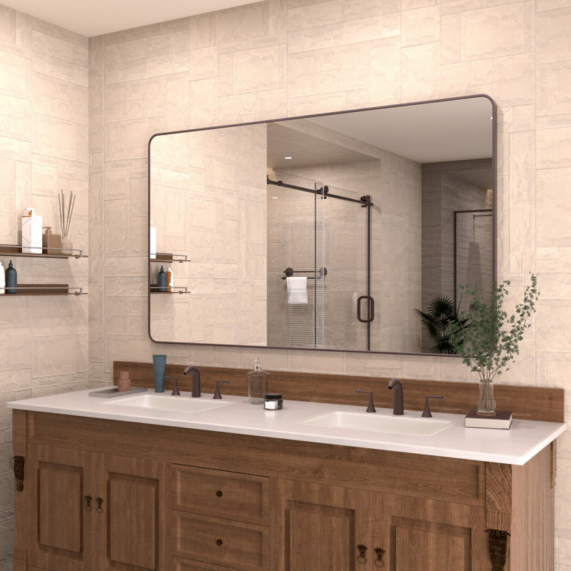 Cosy 60 in. W x 36 in. H Rectangular Modern Framed Wall Bathroom Vanity Mirror in Oil Rubbed Bronze, Oil Rubbed Bronze