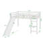 Lit mezzanine double avec glissière au design multifonctionnel à finition blanche