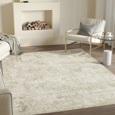 Washable Rug, Anti-Slip Abstract Area Rug, Stain Resistant Rugs for Living Room(Beige)
