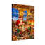 Ensemble de 3 impressions sur toile de Noël, père Noël emballant des cadeaux avec des elfes dans un atelier-820567583