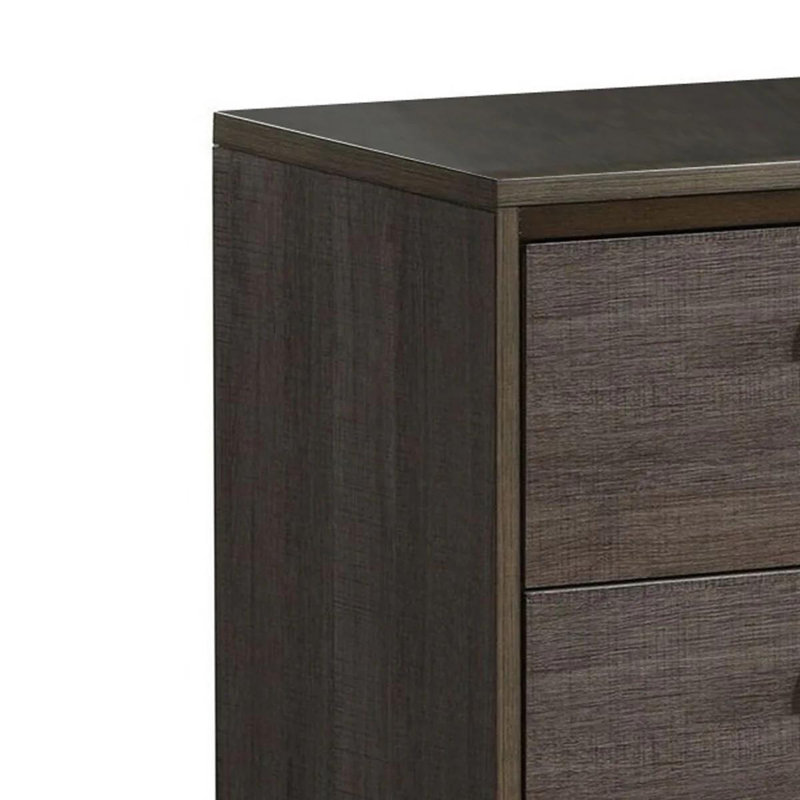 Table de chevet à 2 tiroirs en bois de style contemporain avec pieds droits, deux tons, Brun