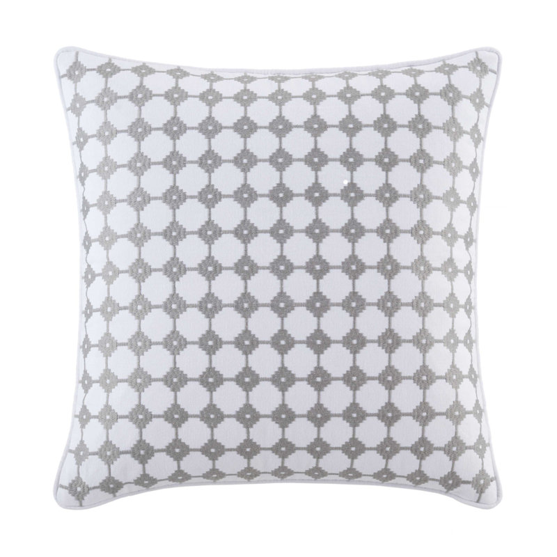 Southern Tide Laurel Embroidery Square White/Gray Decorative Pillow