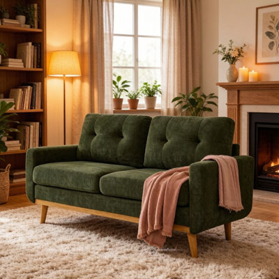 Rosalba 67.7" Square Arm Loveseat with Wooden Legs (Legs Tone May Vary)