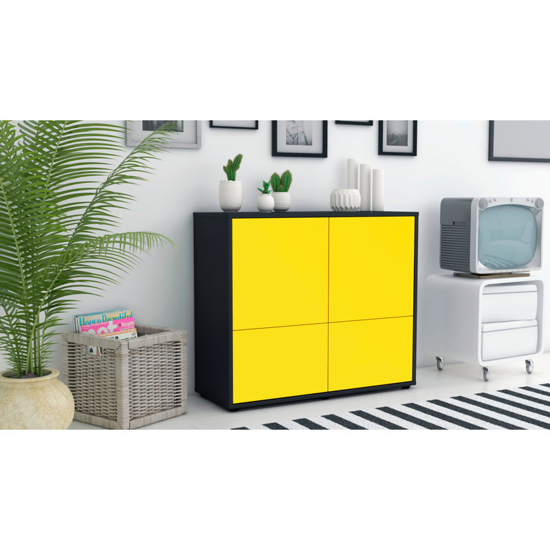 Potrero 92cm Sideboard, Charcoal/Yellow
