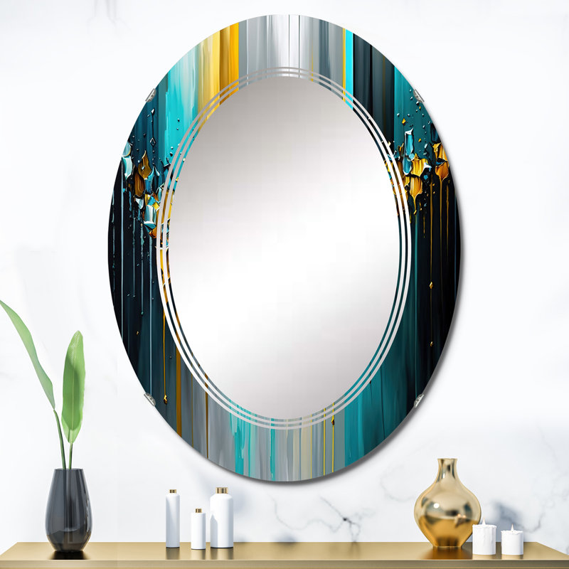 Orestus abstrait géométrique noir et vert IV - miroir mural géométrique moderne, 36 po x 24 po