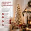 Prelit Snow Flocked Artificial Hinged Slim Pencil Christmas Tree with Lights, Full Branch Tips, Flocked Pencil Spruce Tree, Easy Assembly, Perfect Decoration Choice for Xmas Holiday-1582455420