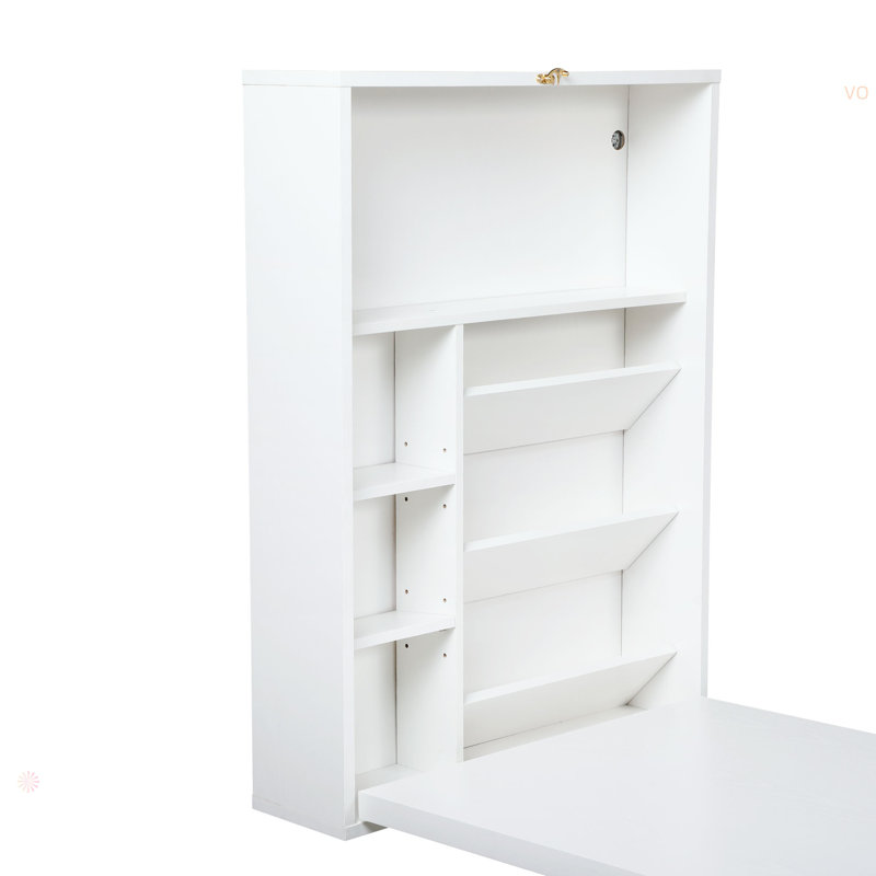 Bureau d'écriture convertible mural moderne en bois compact pour bureau à domicile avec rangement