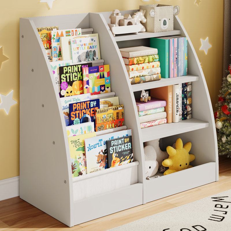 Bibliothèque pour enfants, bibliothèque pour enfants à 4 niveaux pour chambres d'enfants, bibliothèque pour enfants en bois, étagère à livres pour bébé