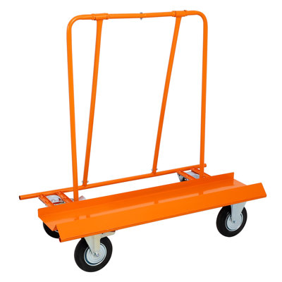 Chariot en tôle d'acier robuste pour charge sèche - capacité de charge de 1800 lb, chariot à panneau orange pour la construction et l'entreposage