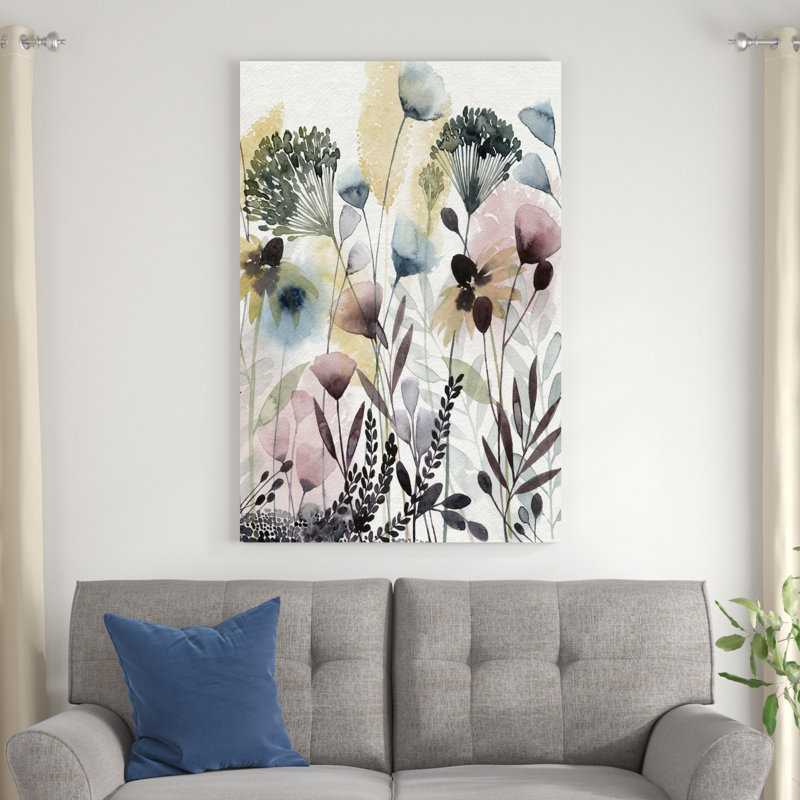 Aquarelle fleurs sauvages II, H 48 po x l 32 po