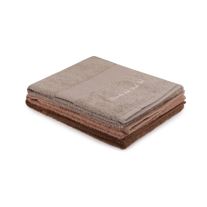 Ensemble de serviettes 3 pièces 100% coton, Brun foncé / brun
