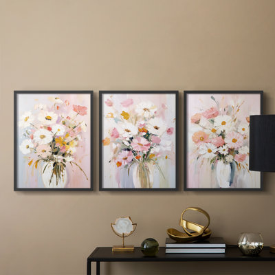 Floral Study  Series  CXIII  -Set Of 3 Framed Giclee Prints -Ready to Hang