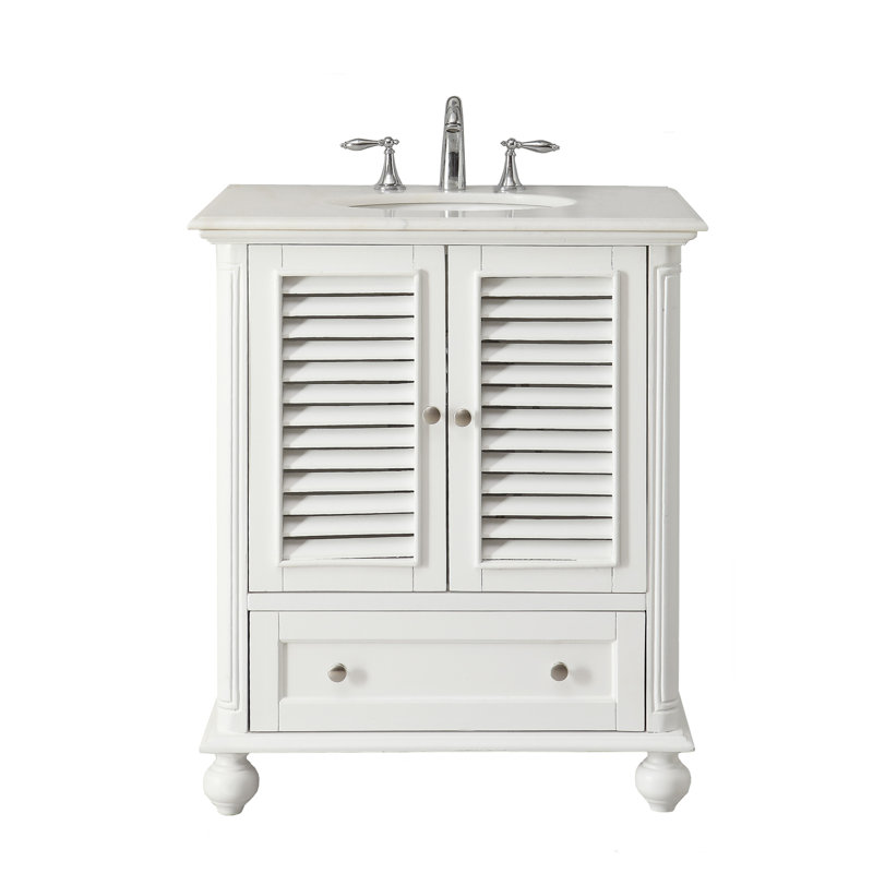 Meuble-lavabo simple 30 po Falite, Blanc antique