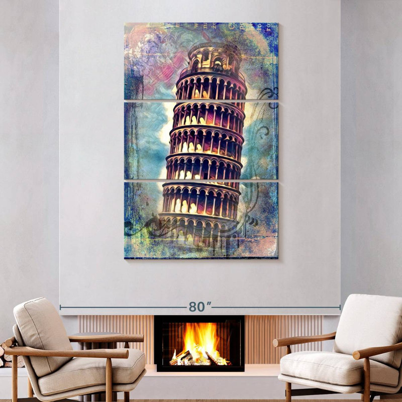 Lilie Grunge Tower Of Pisa, 32" H x 20" W