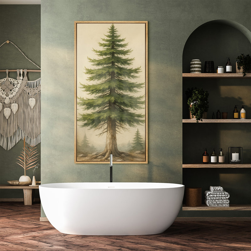 «Tall Pine Tree Forest Nature Landscape», reproduction d'art sur toile encadrée très grande, Naturel, H 60 po x l 30 po