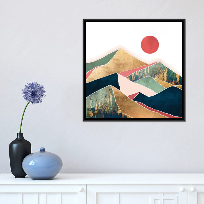 Printemps crépuscule - impression d'art graphique, Aucun mat, H 18 po x l 18 po x 1,5 po, Toile avec cadre noir