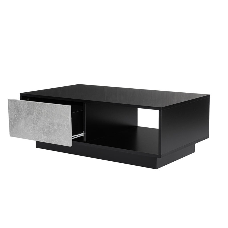 Arabella Block Coffee Table with 2 Drawers, Grey