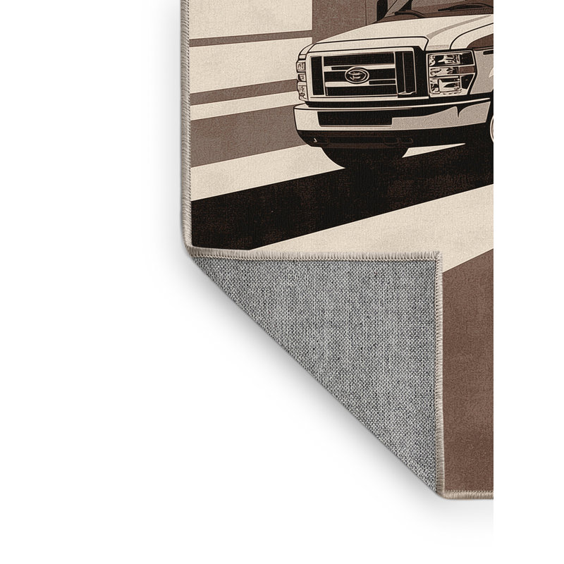 Machine Washable Maurice Ambulance Vehicle Modern Rug in Beige – Beige Binding, 5x7