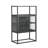 Benvolio 41.34-inch Black Two Door Metal Storage Cabinet with Fluted Clear Doors and Above Cabinet Display