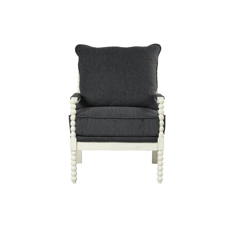 Melanda Upholstered Armchair, Charcoal Polyester Blend, Off White