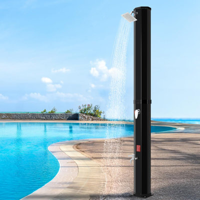 Solar Powered Temperature Controlled Portable Vinyl Free Standing Outdoor Shower and Footwash Spout